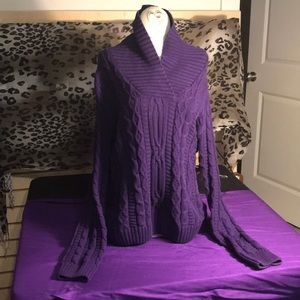 NWOT Large Purple Cable Knit Sweater